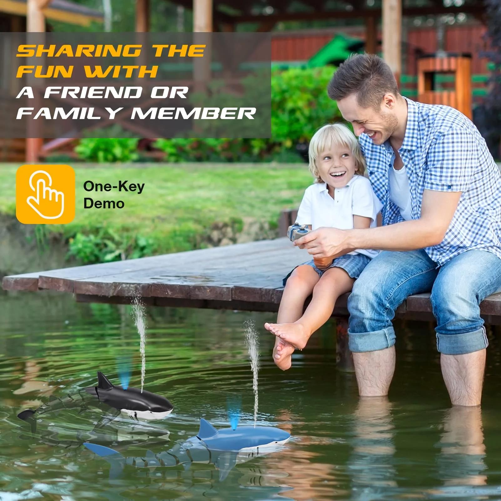 Visagelens™️ Electric RC Shark Submarine – Fun Water-Spraying Toy for Boys and Girls