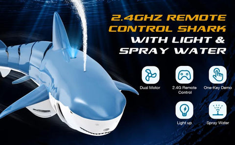 Visagelens™️ Electric RC Shark Submarine – Fun Water-Spraying Toy for Boys and Girls