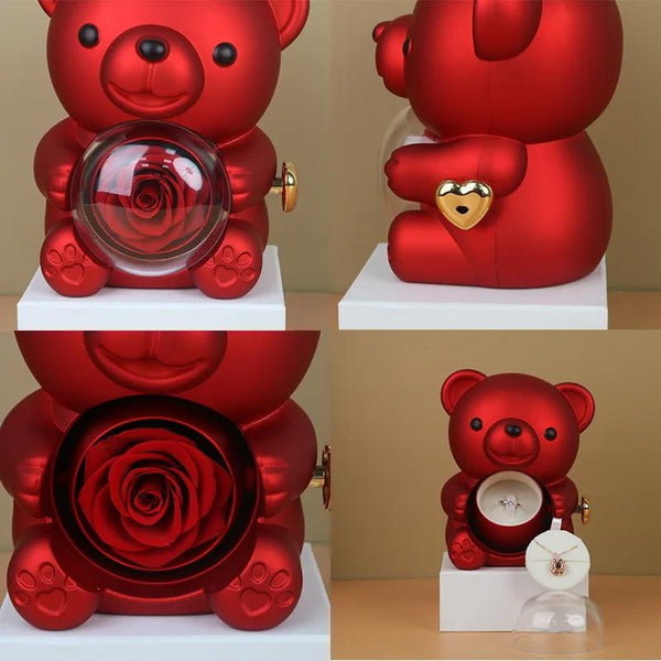 🐻 Cute Colorful Acrylic Gift Box with Bear & Flower – A Romantic Surprise!