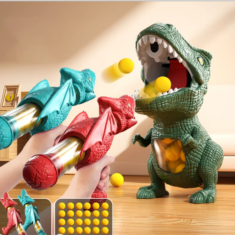 Visagelens™️ Dinosaur Shooting Game – Tyrannosaurus Rex Soft Bullet Blaster for Kids & Family Fun